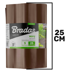 Wavy Plastic Garden Lawn Edging, H=25CM, L=9M, Brown
