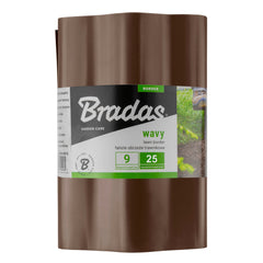 Wavy Plastic Garden Lawn Edging, H=25CM, L=9M, Brown