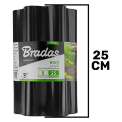 Wavy Plastic Garden Lawn Edging, H=25CM, L=9M, Black