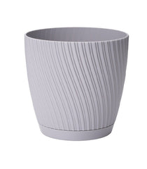 Mika Pot with Saucer 150mm Platinum