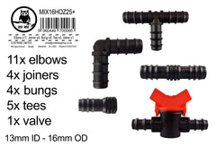Mix 1/2" Barb Connectors HOZ25+