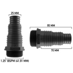 Pond Connector 1.25" BSPM - 25/32/38mm