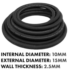 Rubber Reinforced with a Heat Resistant Textile Braid 10mm/15mm