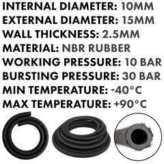 Rubber Reinforced with a Heat Resistant Textile Braid 10mm/15mm