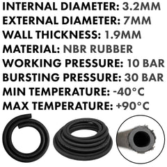 Rubber Reinforced with a Heat Resistant Textile Braid 3.2mm/7mm