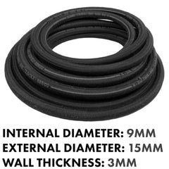 Rubber Reinforced with a Heat Resistant Textile Braid 9mm/15mm