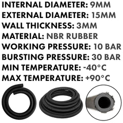 Rubber Reinforced with a Heat Resistant Textile Braid 9mm/15mm