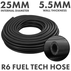 Rubber 25mm Braided Fuel, Oil Hose SAE J30 R6