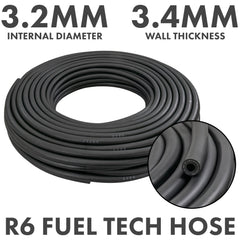 Rubber 3.2mm Braided Fuel, Oil Hose SAE J30 R6
