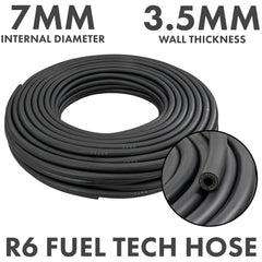 Rubber 7mm Braided Fuel, Oil Hose SAE J30 R6