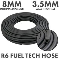 Rubber 8mm Braided Fuel, Oil Hose SAE J30 R6