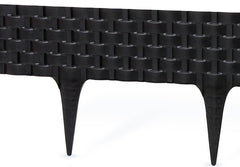 Lawn Edging, Plastic Palisade Rattan Effect, 2.4m, Black