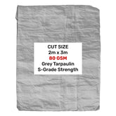 Grey S-Grade Tarpaulin 2m x 3m