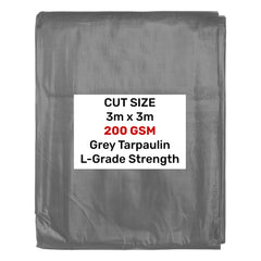 Grey L-Grade Tarpaulin 3m x 3m