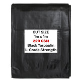 Black/Silver L-Grade Tarpaulin 1m x 1m