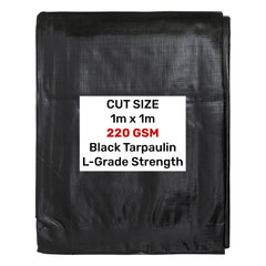Black/Silver L-Grade Tarpaulin 1m x 1m