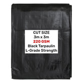 Black/Silver L-Grade Tarpaulin 3m x 3m