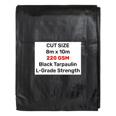 Black/Silver L-Grade Tarpaulin 8m x 10m