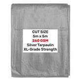Silver XL-Grade Tarpaulin 5m x 5m