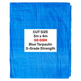 Blue S-Grade Tarpaulin 3m x 4m