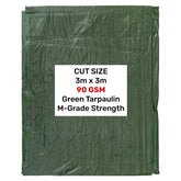 Green M-Grade Tarpaulin 3m x 3m