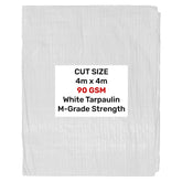 White M-Grade Tarpaulin 4m x 4m