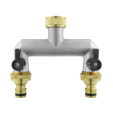 Two Way Tap Splitter Brass 3/4" BSP with Quick Connect Outlets