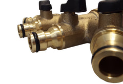 4-Way Manifold with Valves & Snap-On Outlets Brass