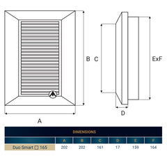 Louvre Vent White Duo Smart 165 With Fly Mesh