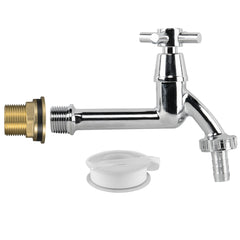 Water Butt Brass Kit 3/4" with Extended Brass Chrome Tap 1/2" Barb