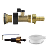 Water Butt Brass Kit 3/4" with Brass Valve + 13mm Barb and Drill Bit