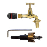Water Butts Kit 1/2" With Polish Brass Tap 13mm Outlet and Drill Bit