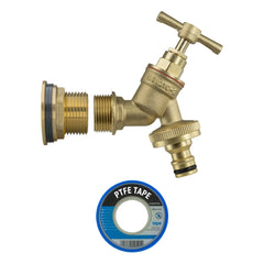 Water Butt Brass Kit 1" with Brass Quick Connect Tap