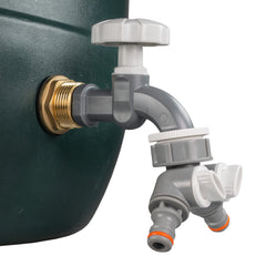 Water Butt Brass Kit 1" with Grey Dial Tap + Two-Way Splitter