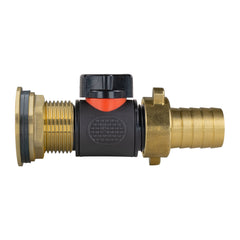 Water Butt Brass Kit 1" with In-Line Valve + 3/4" Brass Barb
