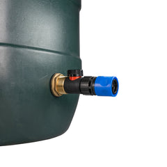 Water Butt Brass Kit 1" with In-Line Valve + Female Quick Connector Blue