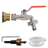 Water Butt Brass Kit 1" with Quick Connect Lever Tap and Drill Bit