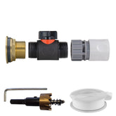 Water Butt Brass Kit 1" with In-Line Valve + Female Quick Connector WL and Drill Bit