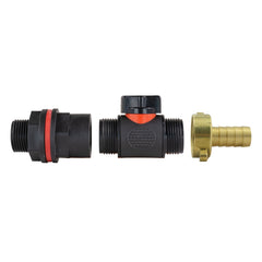 Water Butt Kit 3/4" with In-Line Valve + 13mm Brass Barb