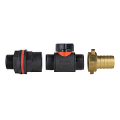 Water Butt Kit 3/4" with In-Line Valve + 19mm Brass Barb
