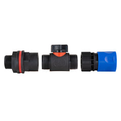 Water Butt Kit 3/4" with In-Line Valve + Female Quick Connector Blue