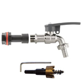 Water Butt Extension Kit 1/2" with Lever Tap Hose Barb and Side Lock and Drill Bit