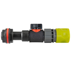 Water Butt Extension Kit 3/4" with In-Line Valve + Female Quick Connector Lime and Drill Bit
