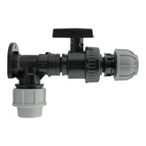 Wall Flange Kit 25mm MDPE + Large Plastic Valve & 25mm MDPE Straight