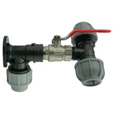 Wall Flange Kit 25mm MDPE + Lever Valve + 25mm MDPE Tee