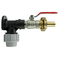 Wall Flange Kit 25mm MDPE + Lever Valve + 19mm Barbed Geka Set