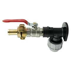 Wall Flange Kit 25mm MDPE + Lever Valve + 19mm Barbed Geka Set