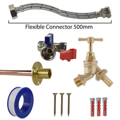 Brass Barbed Bib Tap STANDARD Connection Kit