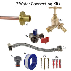 Brass Barbed Bib Tap STANDARD Connection Kit x2