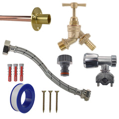 Brass Barbed Bib Tap FULL Connection Kit